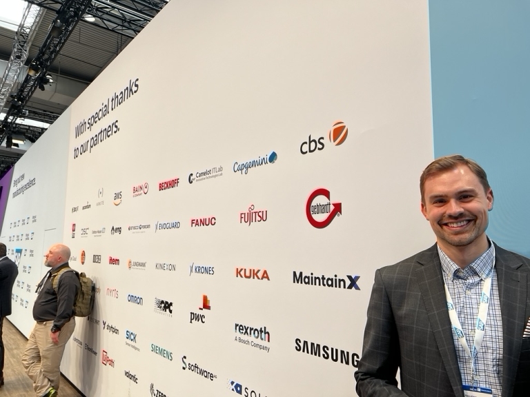 An image of Paul Anderson-Trocme from MaintainX at Hannover Messe.