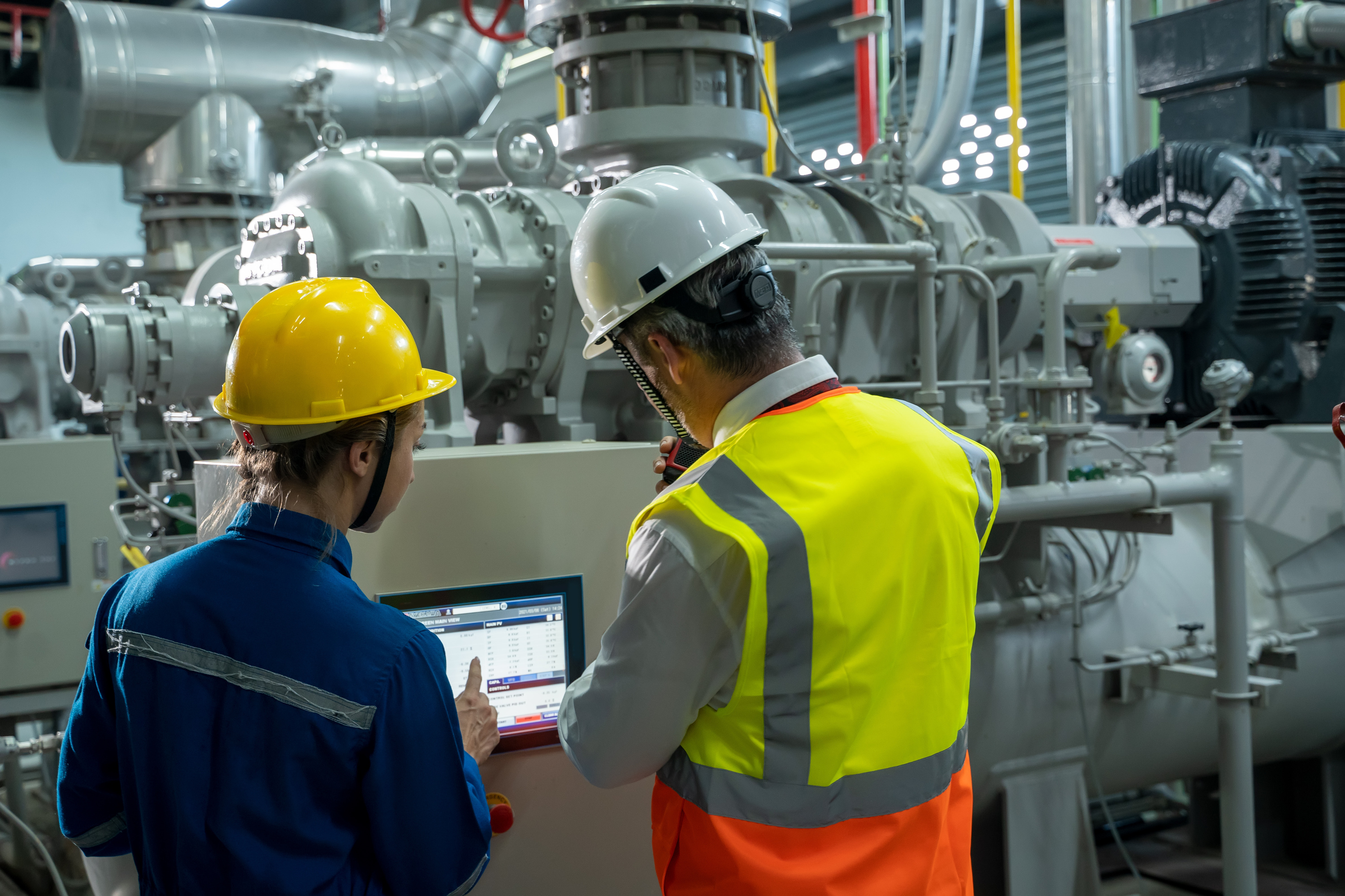 Factory employees working
