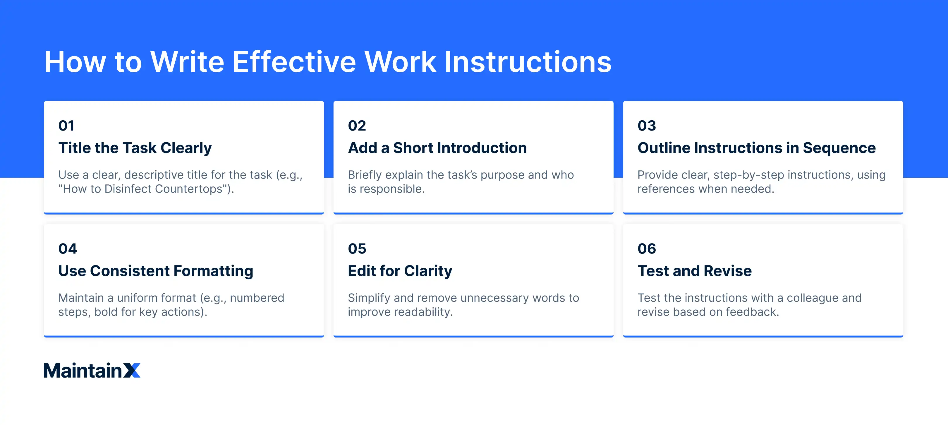 Graph depicting how to write effective work instructions