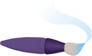 Purple painting brush with light blue strokes swirling above.