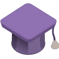 Purple graduation cap with a tassel hanging on the right side.