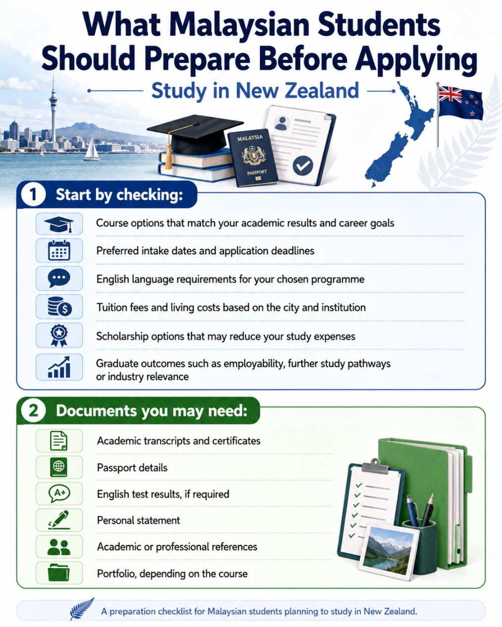 Things required before applying to study in New Zealand