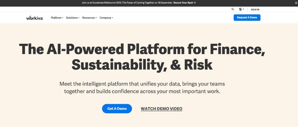 Workiva homepage