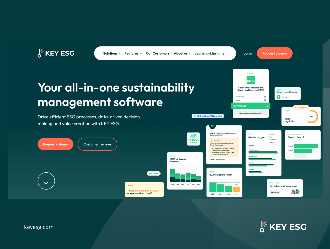 Screenshot of KEYESG platform
