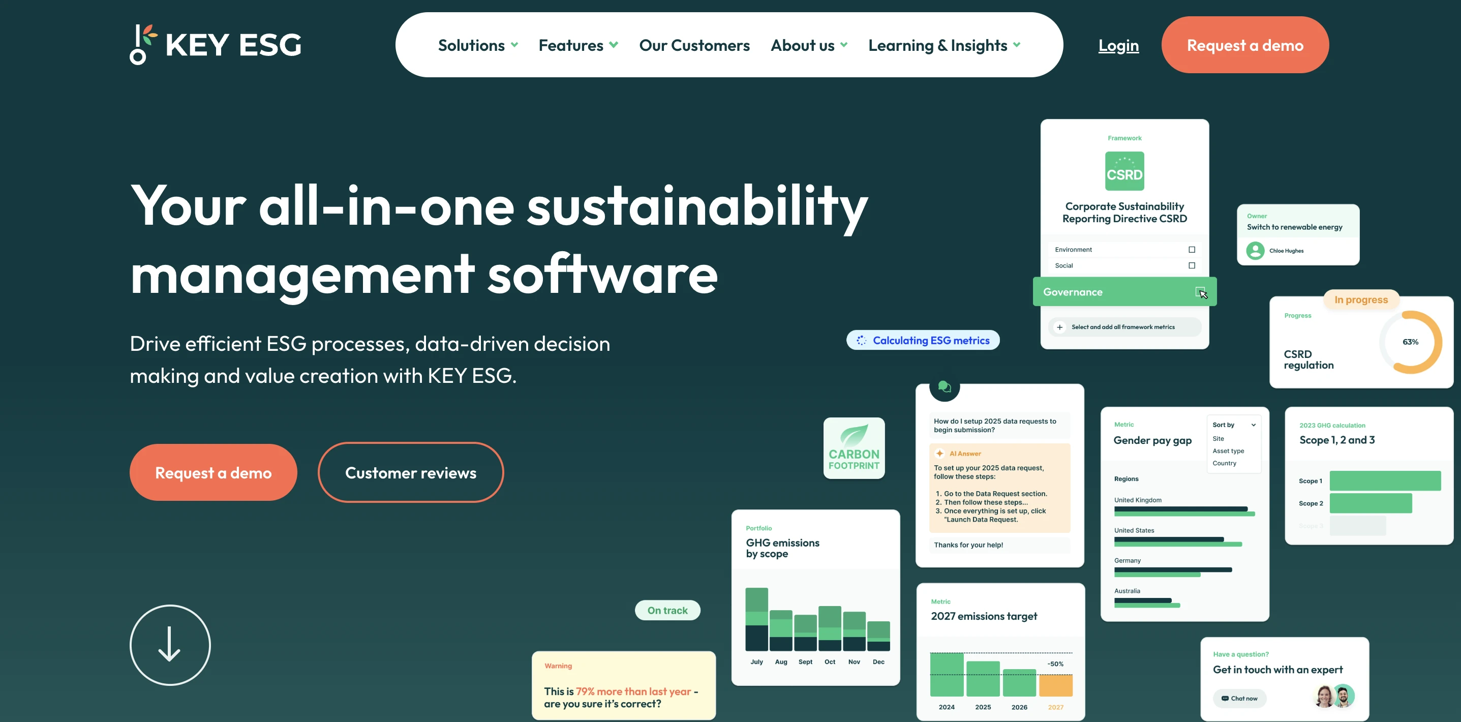 Screenshot of KEY ESG homepage