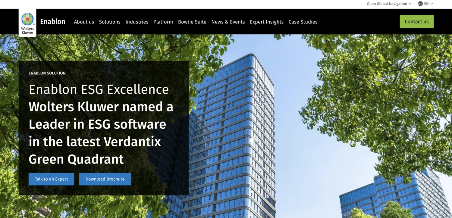 Screenshot of Enablon homepage