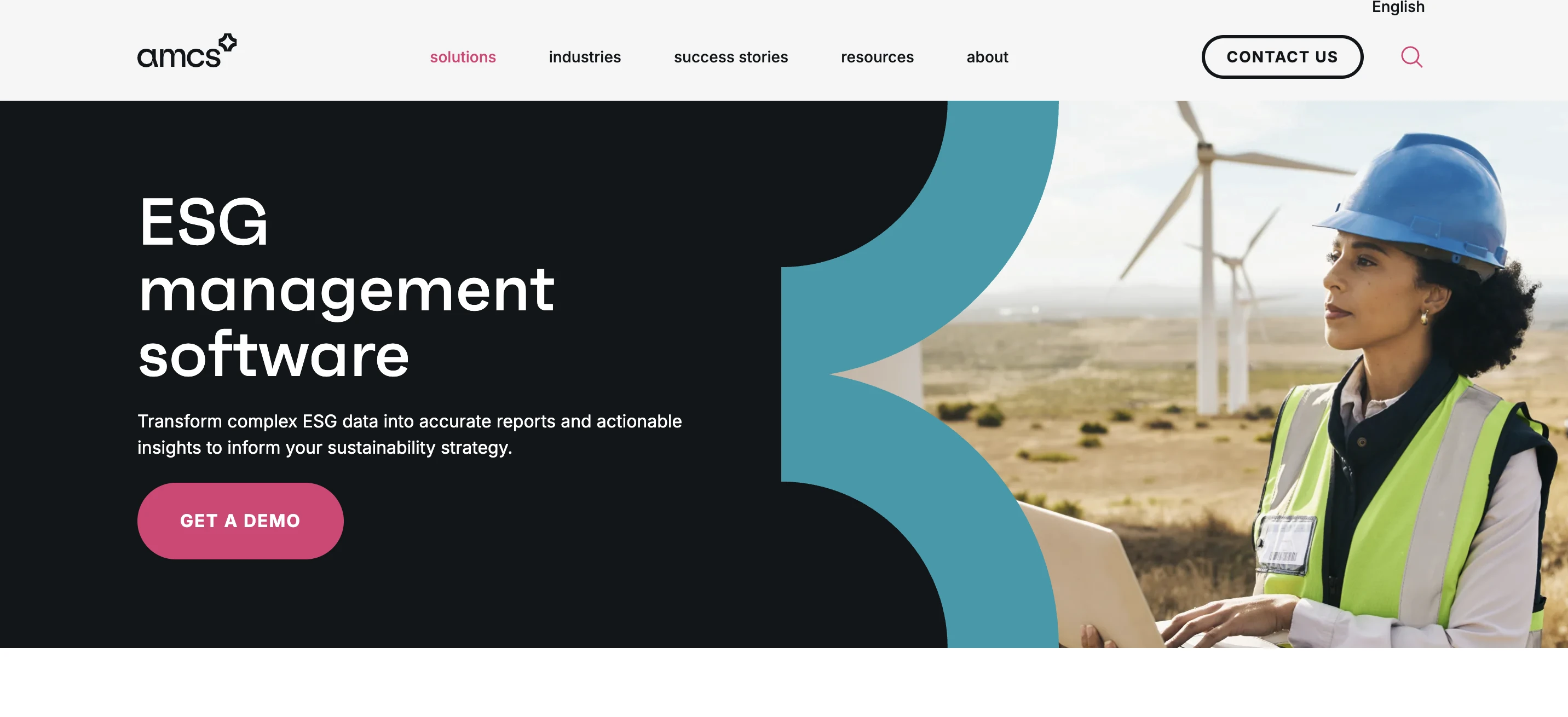 Screenshot of AMCS homepage