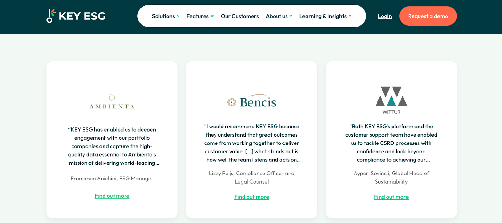 KEY ESG testimonials