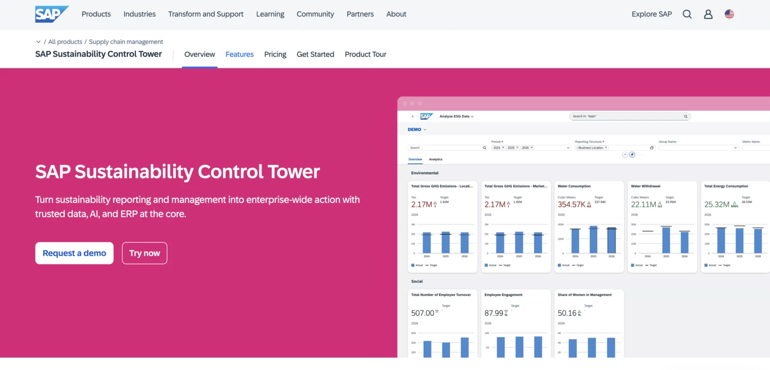 Screenshot of SAP platform