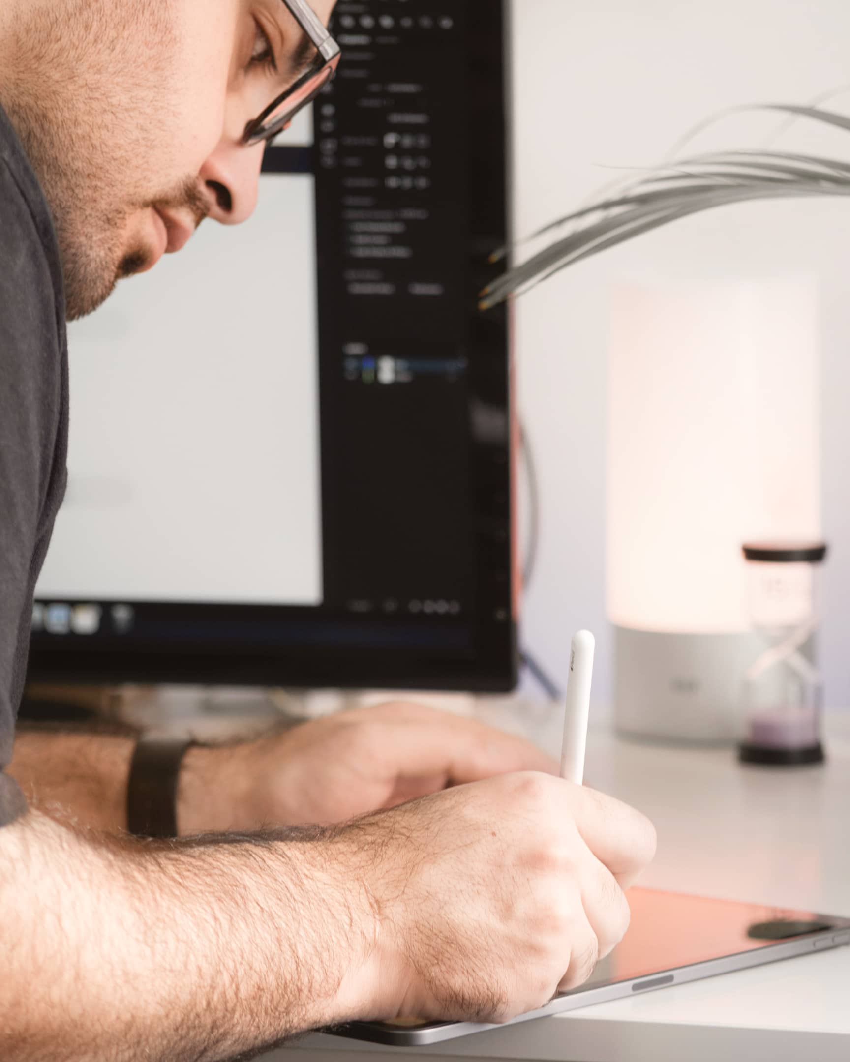 Discover The Story Behind Our Agency Man Working Product Design - Minimalstudio X Webflow Template