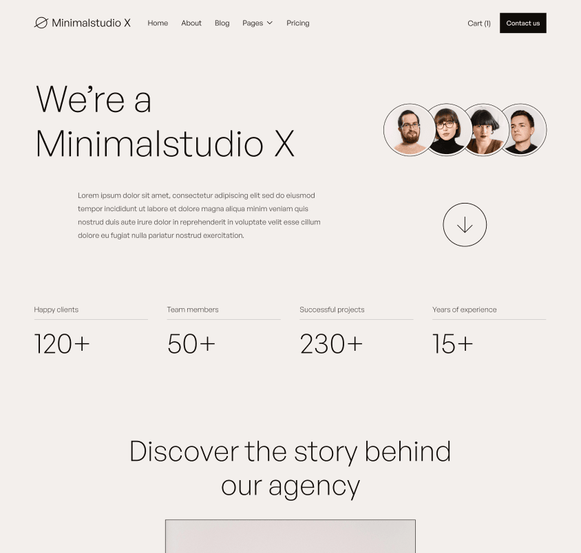 Minimalstudio X - About Page - Minimal Agency Webflow Template