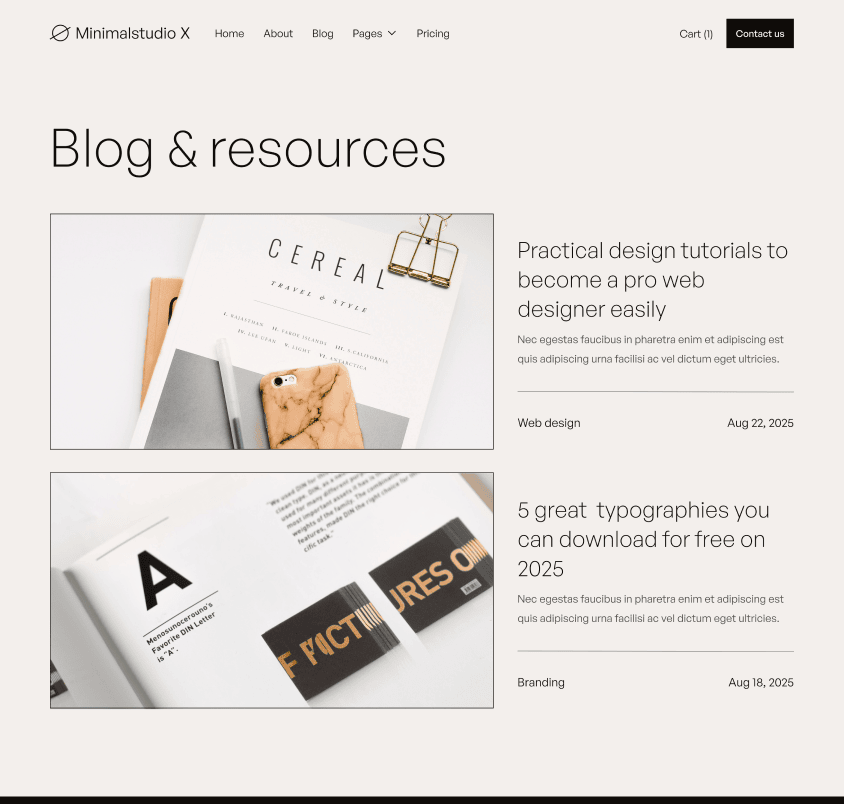 Minimalstudio X - Blog V1 Page - Minimal Agency Webflow Template