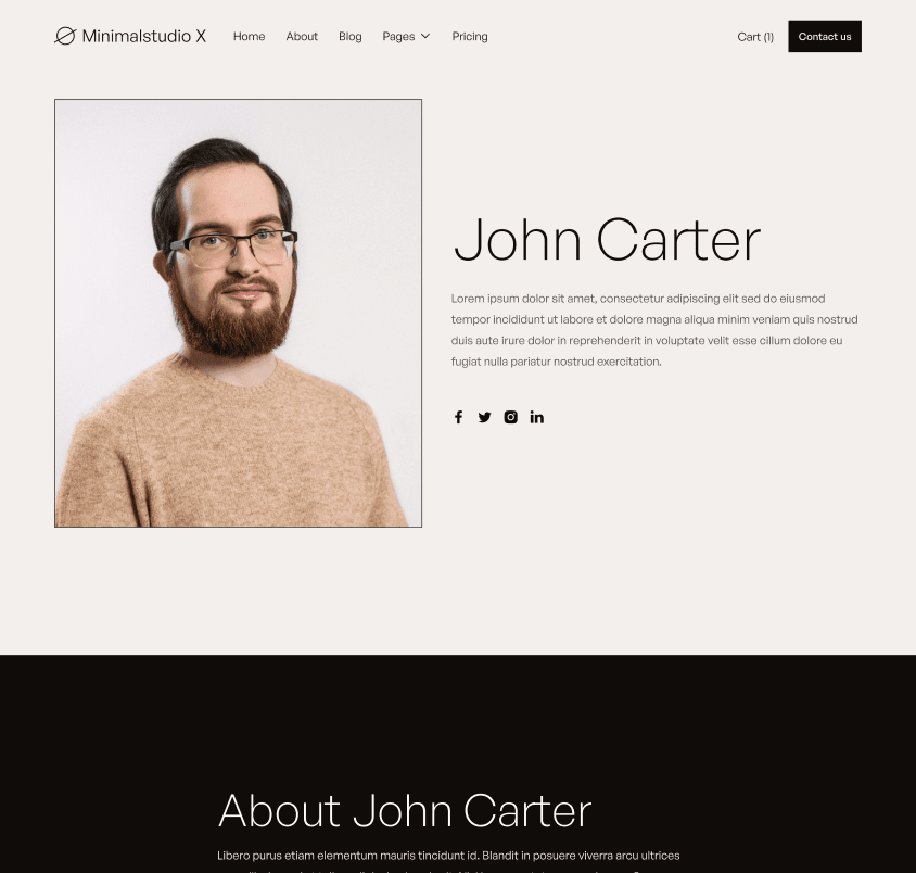 Minimalstudio X - Team Member Page - Minimal Agency Webflow Template