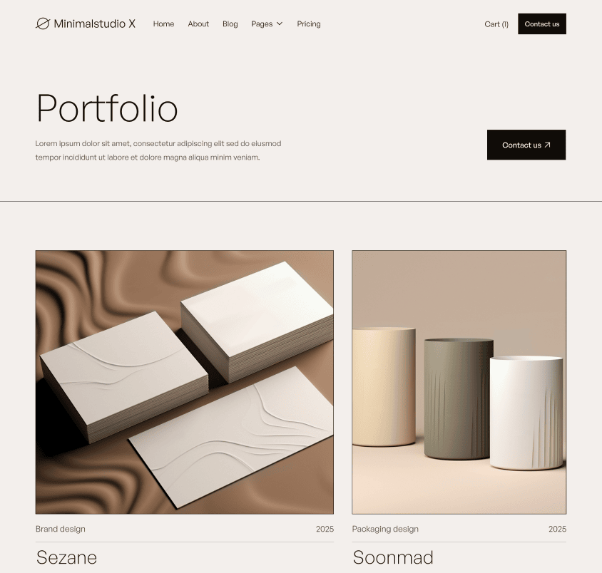 Minimalstudio X - Portfolio V3 Page - Minimal Agency Webflow Template