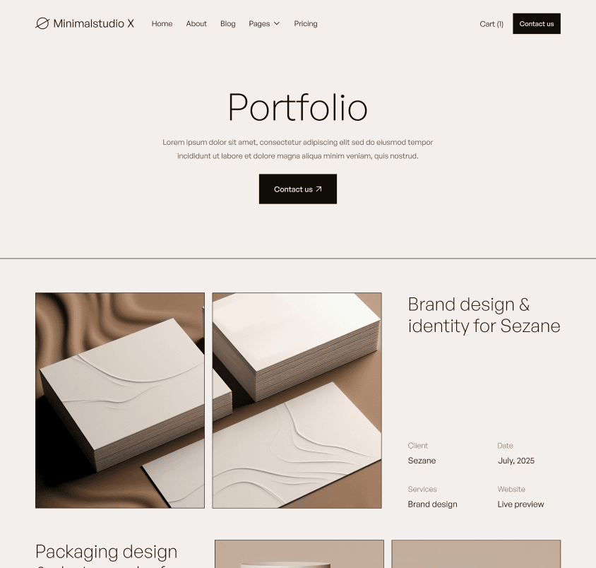 Minimalstudio X - Portfolio V2 Page - Minimal Agency Webflow Template