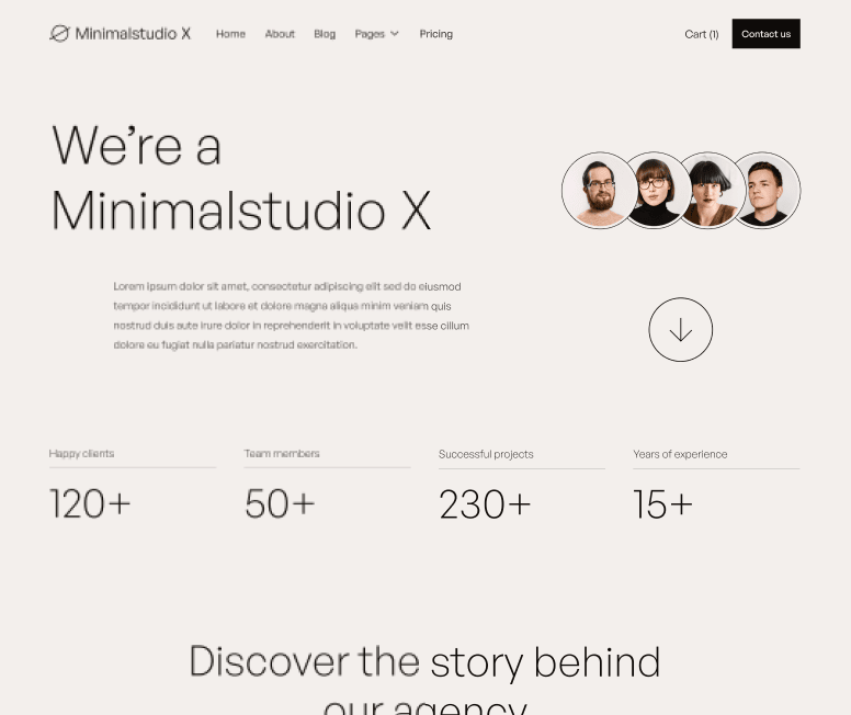 Minimalstudio X - About Main Page - Minimal Agency Webflow Template