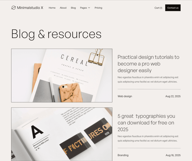 Minimalstudio X - Blog V1 Main Page - Minimal Agency Webflow Template