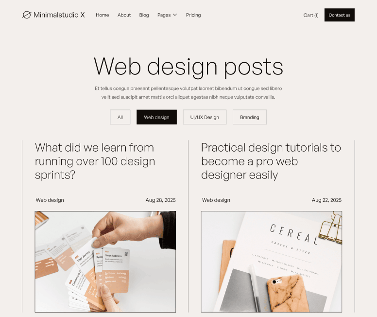 Minimalstudio X - Blog Category Main Page - Minimal Agency Webflow Template