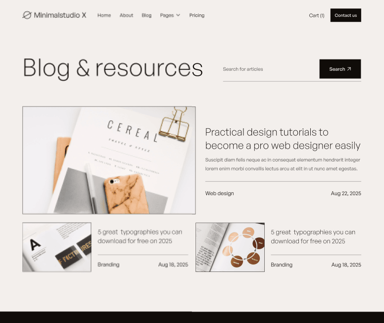 Minimalstudio X - Blog V3 Main Page - Minimal Agency Webflow Template