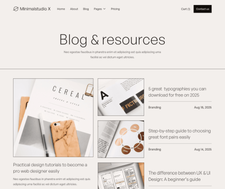 Minimalstudio X - Blog V2 Main Page - Minimal Agency Webflow Template