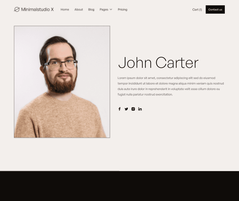 Minimalstudio X - Team Member Main Page - Minimal Agency Webflow Template