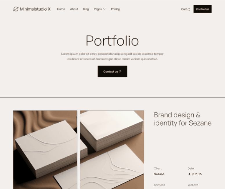 Minimalstudio X - Portfolio V2 Main Page - Minimal Agency Webflow Template