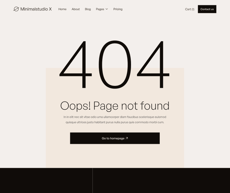 Minimalstudio X - 404 Not Found Utility Page - Minimal Agency Webflow Template