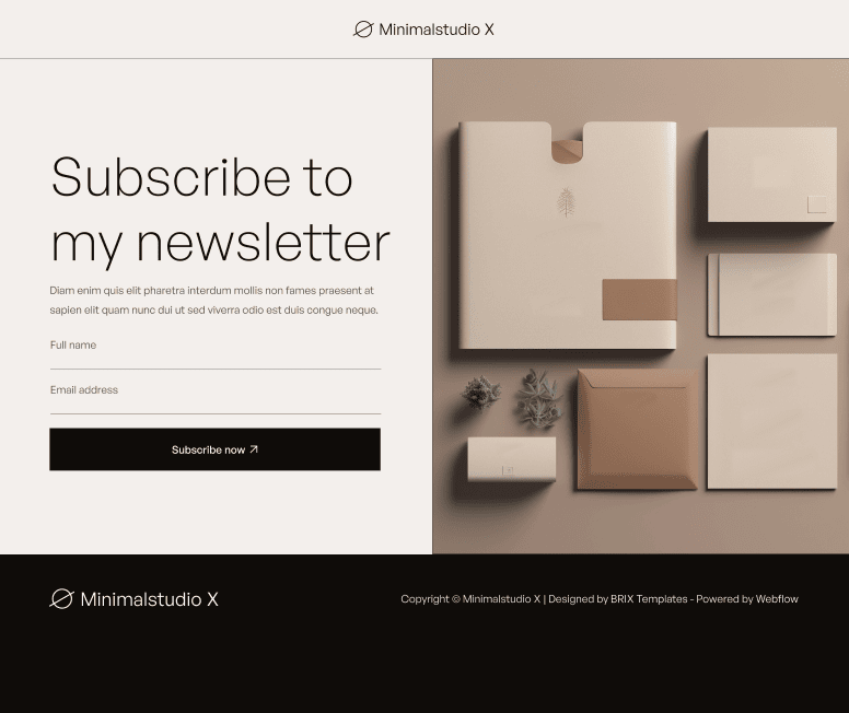 Minimalstudio X - Newsletter Utility Page - Minimal Agency Webflow Template
