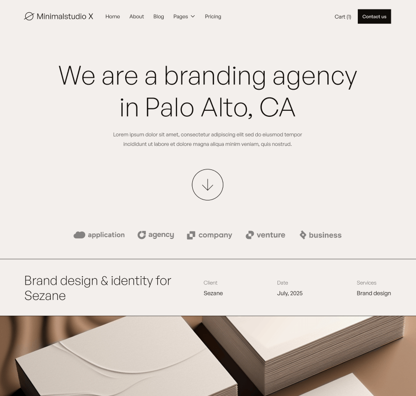 Minimalstudio X - Home V1 Page - Minimal Agency Webflow Template