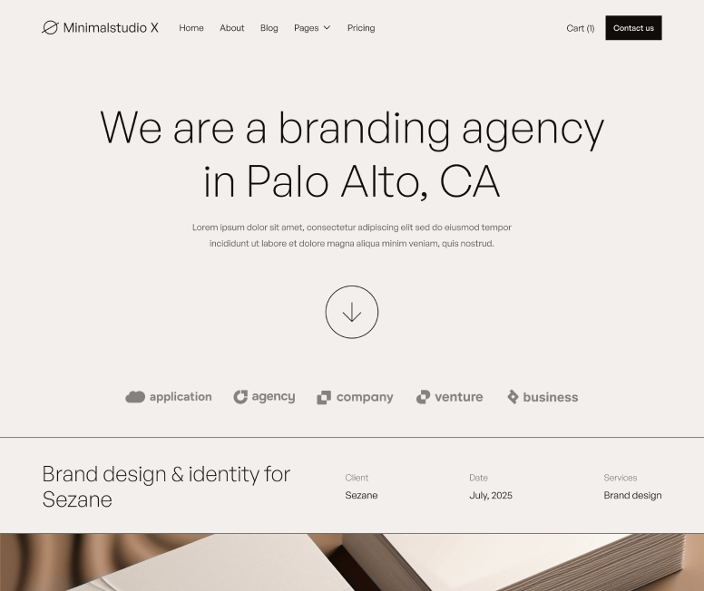 Minimalstudio X - Home V1 Main Page - Minimal Agency Webflow Template