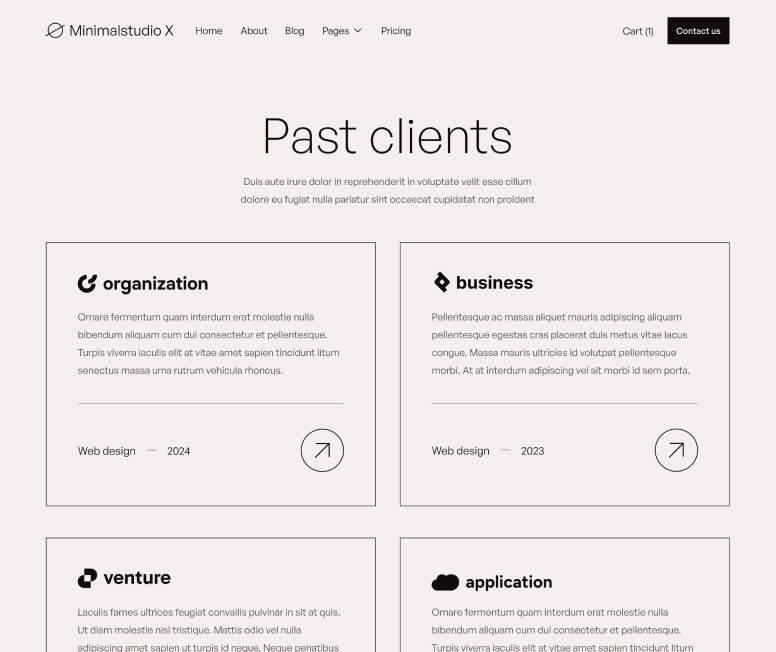 Minimalstudio X - Past Clients Main Page - Minimal Agency Webflow Template