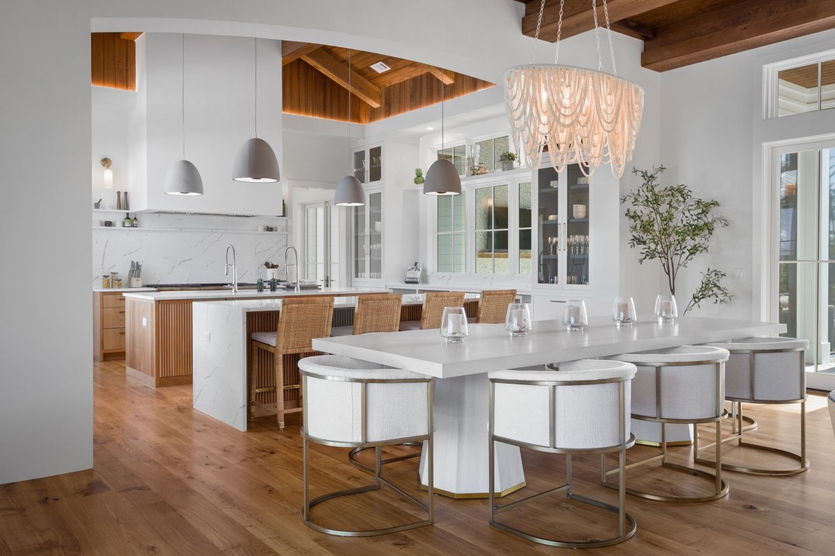 Palmetto Bluff Contemporary Interior Dining Room to Kitchen View