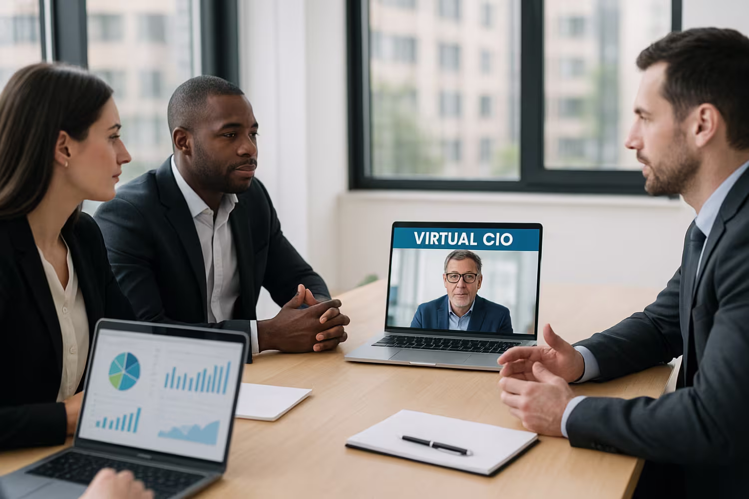 Virtual CIO consulting in business meeting