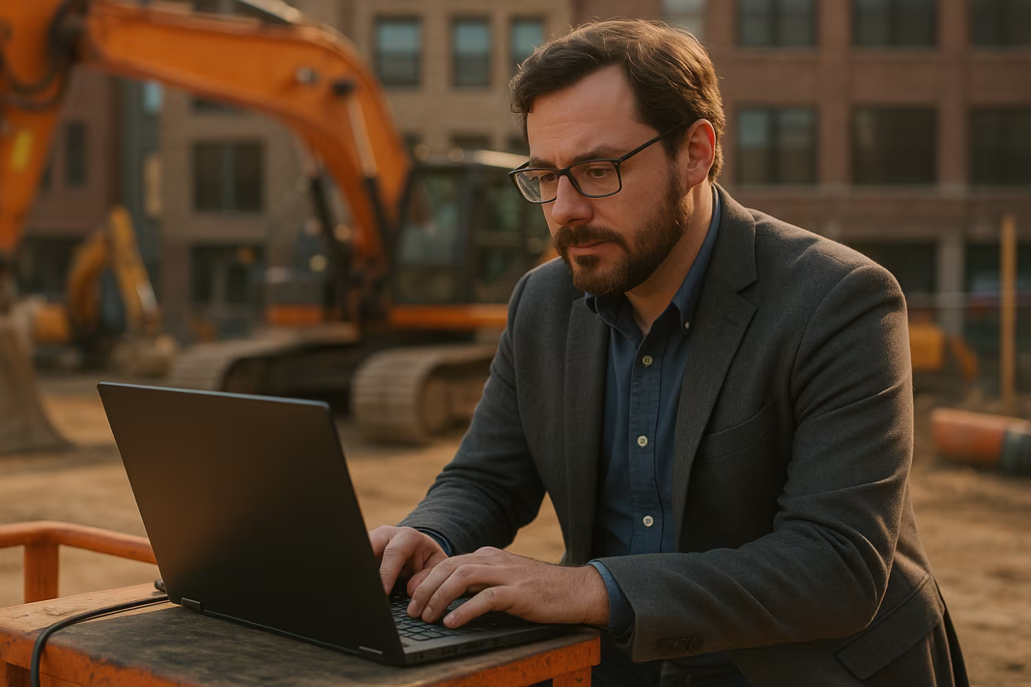 IT professional setting up construction software