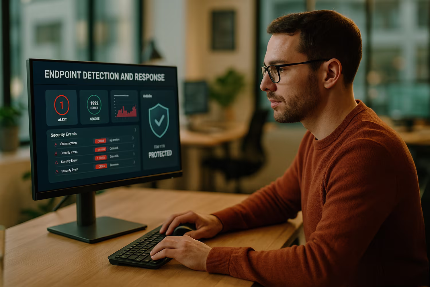 IT professional using endpoint detection and response tools