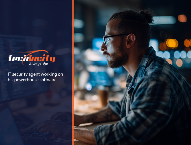 IT security agent working on his powerhouse software.
