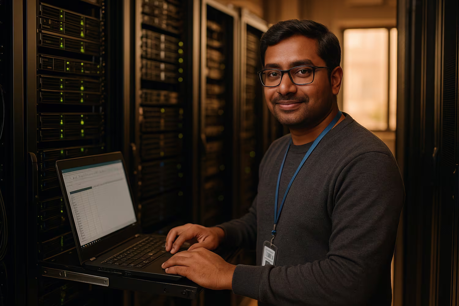 Indian IT professional managing servers