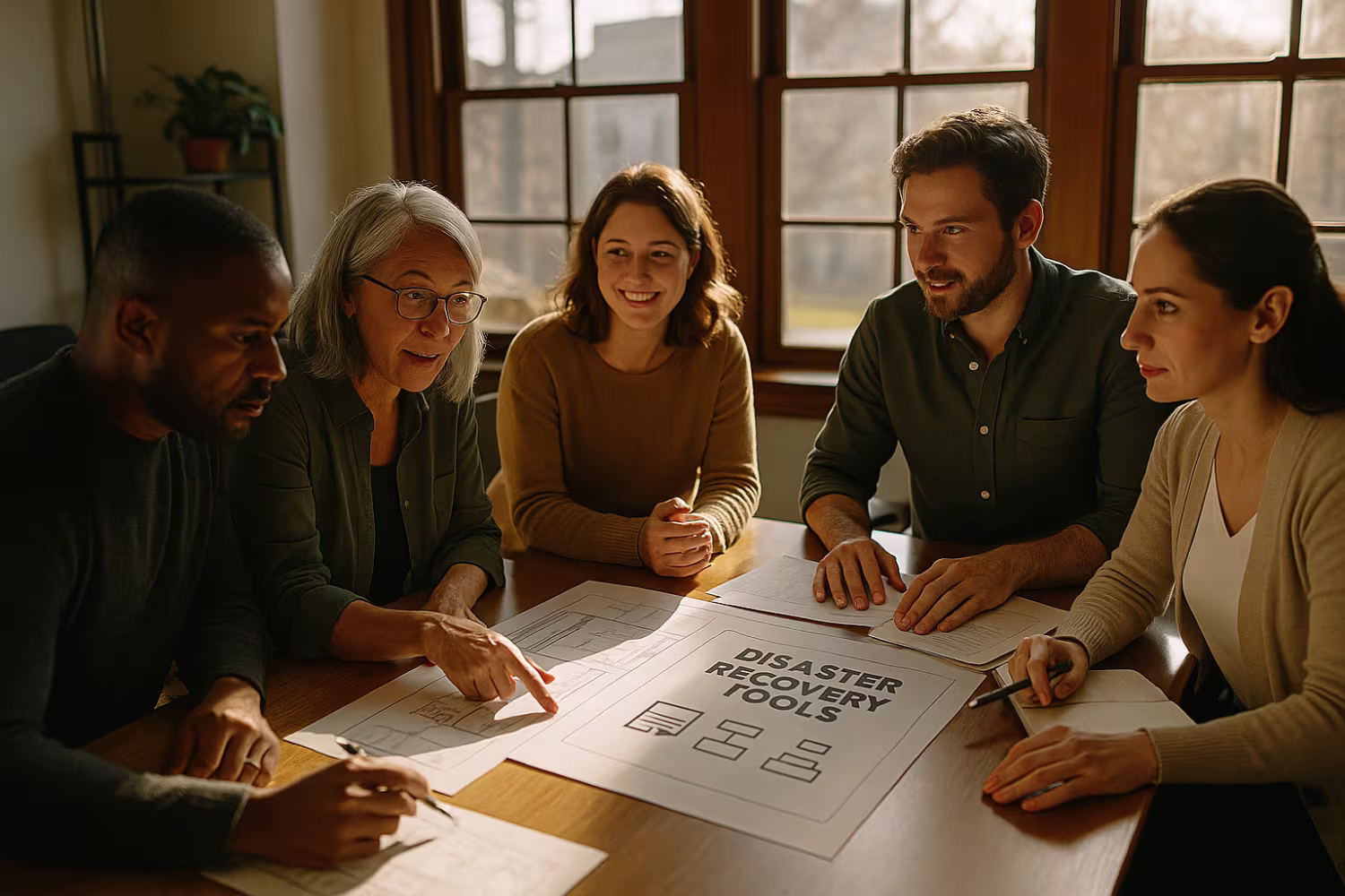 Team reviewing IT disaster recovery planning