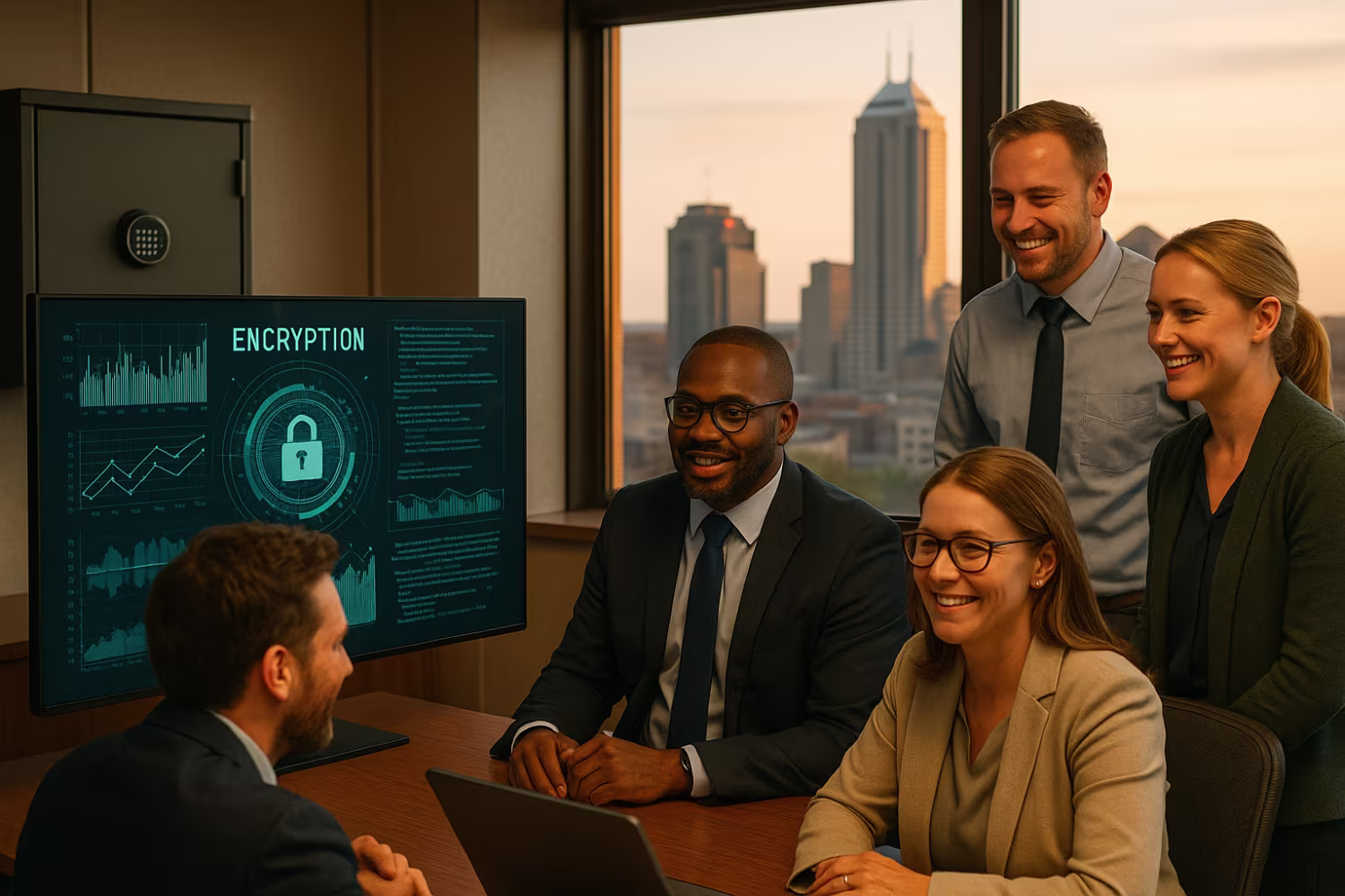 Professionals discussing ransomware protection data