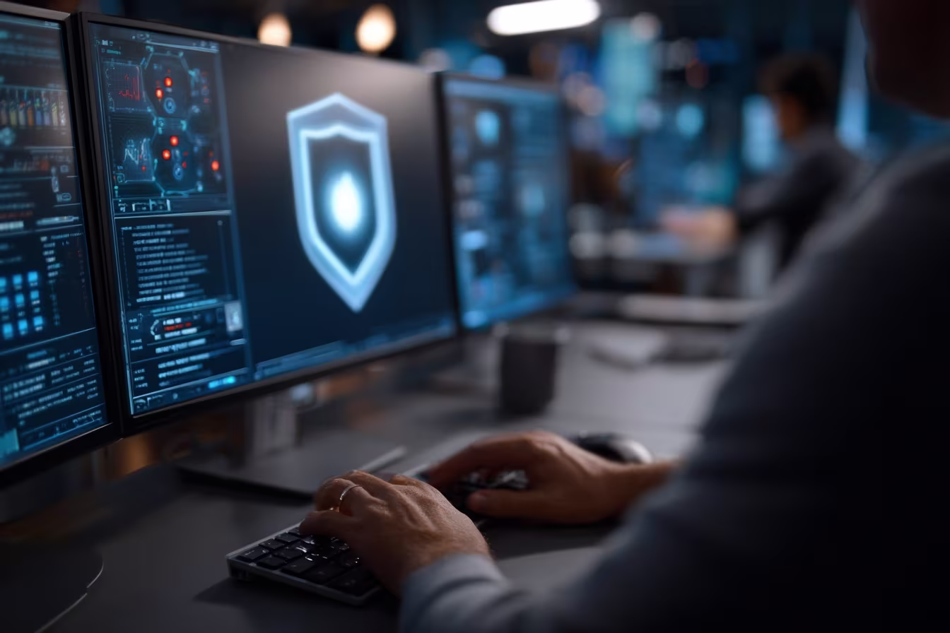 Professional analyzing antivirus software shields