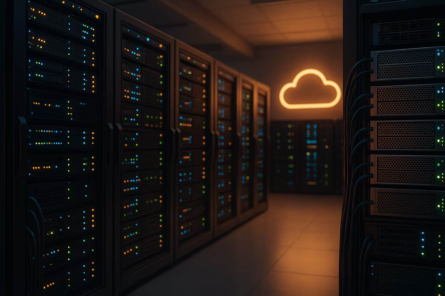 Modern data center displaying cloud infrastructure