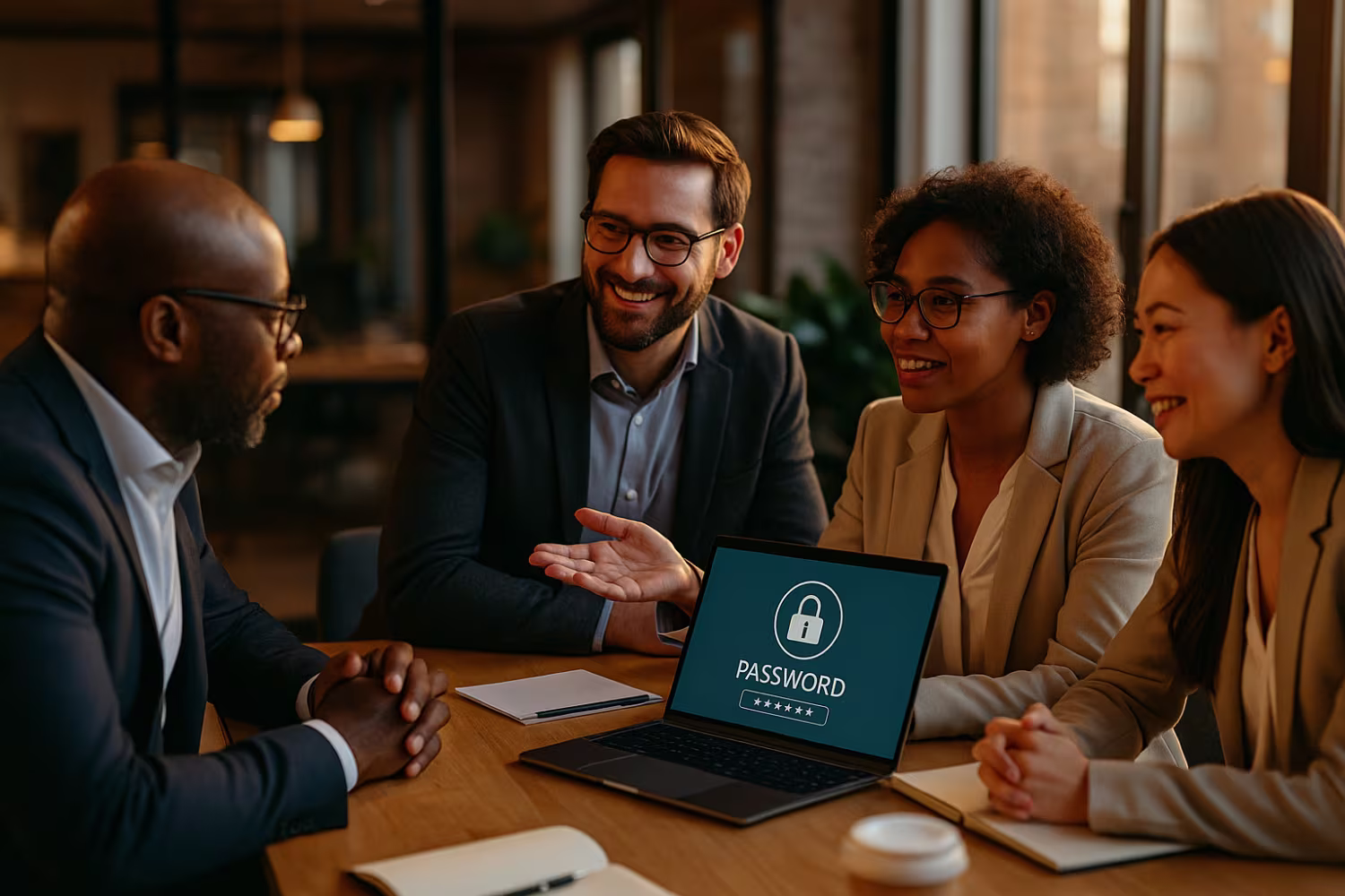 Diverse team discussing enterprise password manager