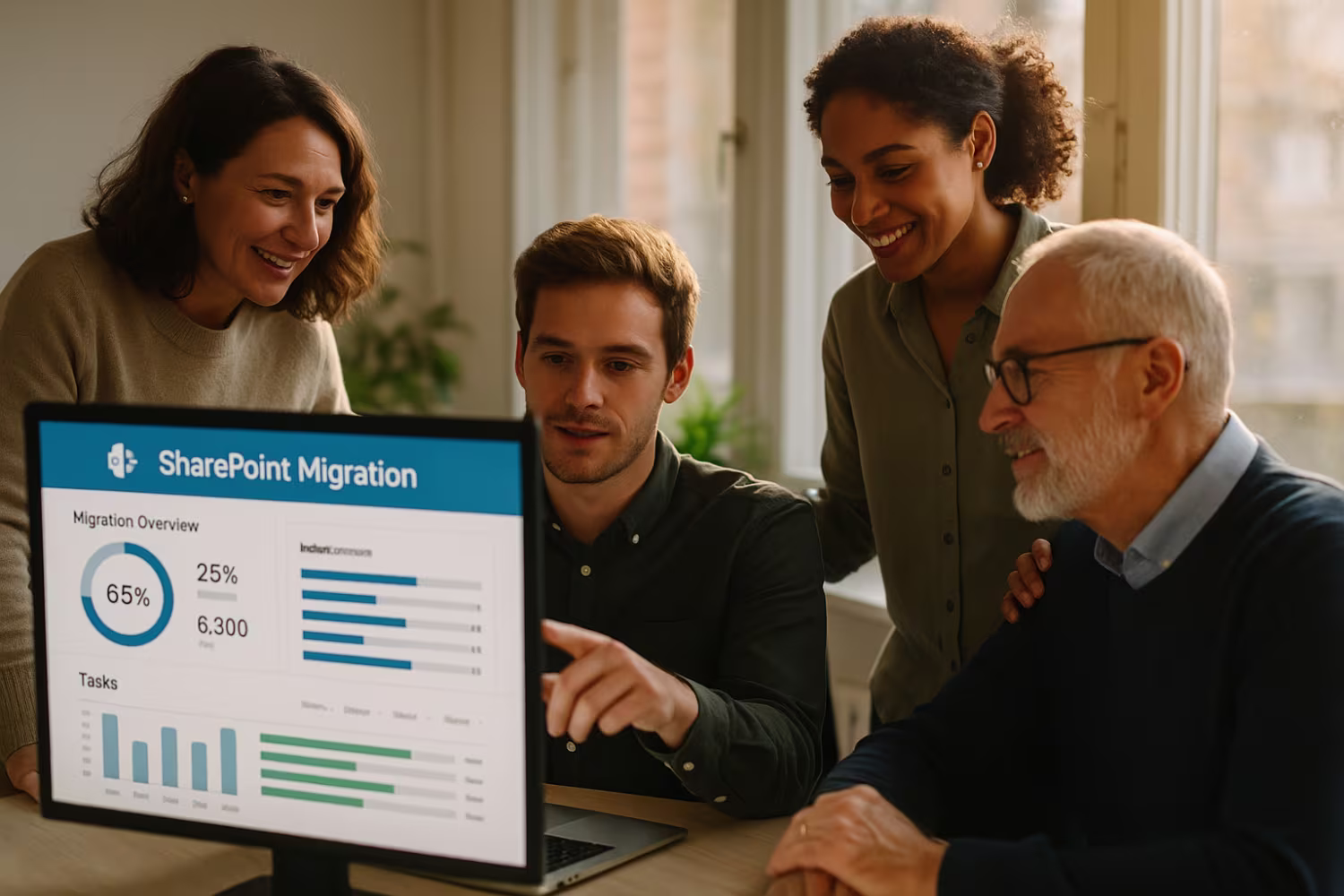 Team collaborating on SharePoint migration