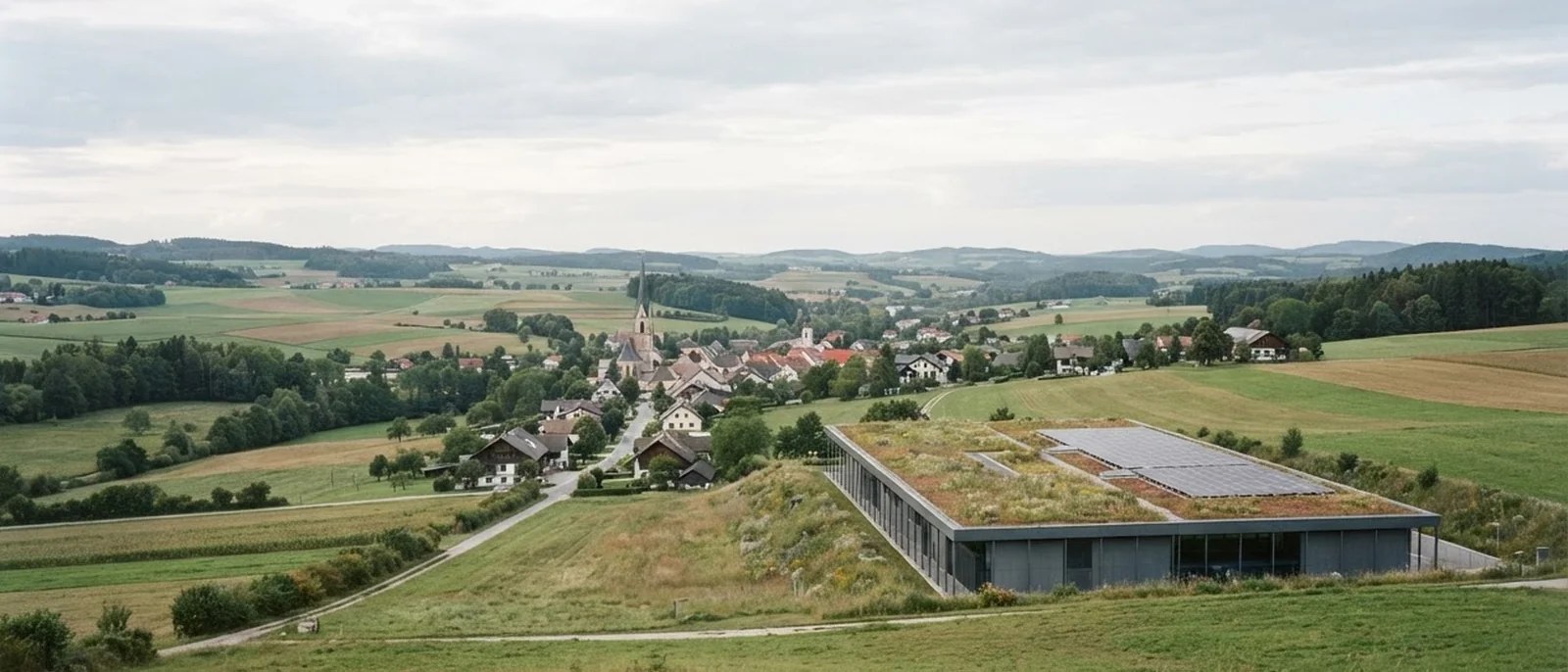 Kronstorf, Upper Austria. Google's data centre is commissioning in 2027, with waste-heat recovery and a solar green roof.