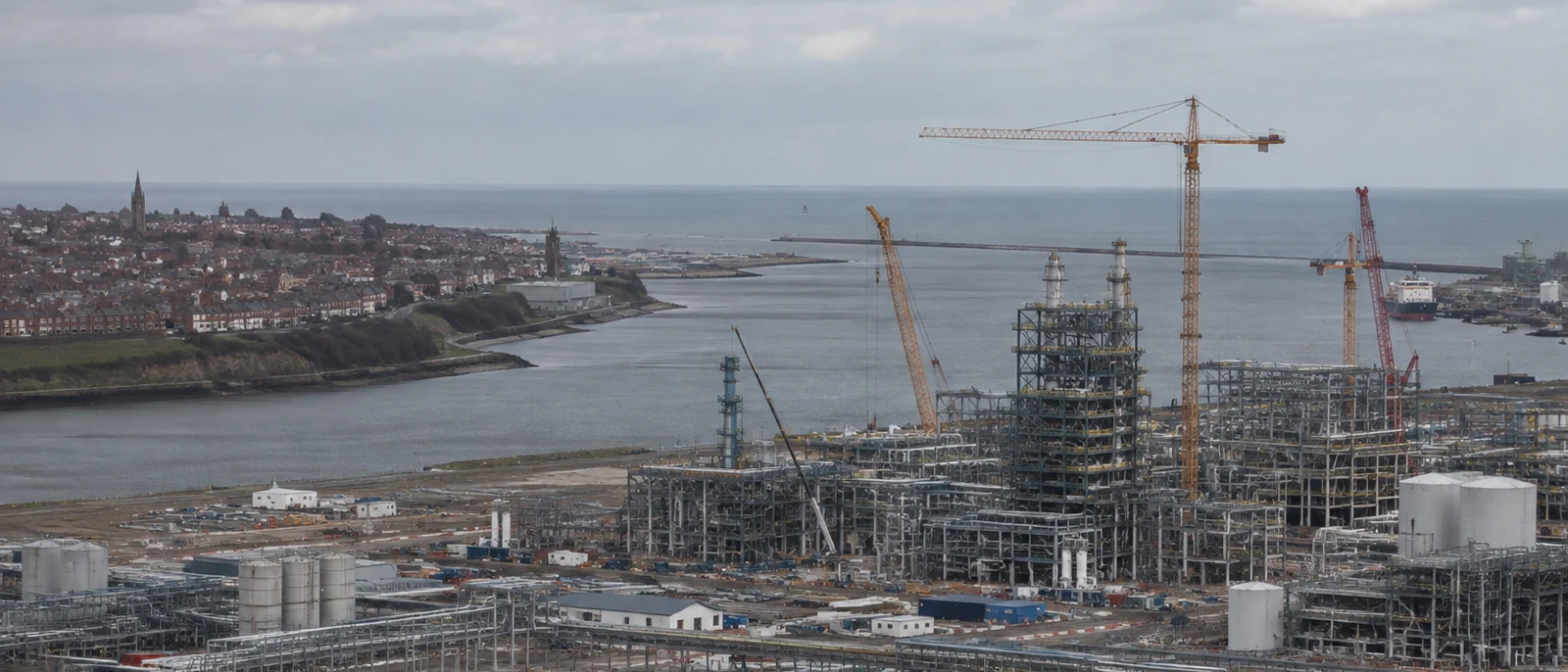 Redcar, Teesside. Teesworks material flags an accommodation gap near the site and a proposed 160 bed hotel for incoming construction workers.
