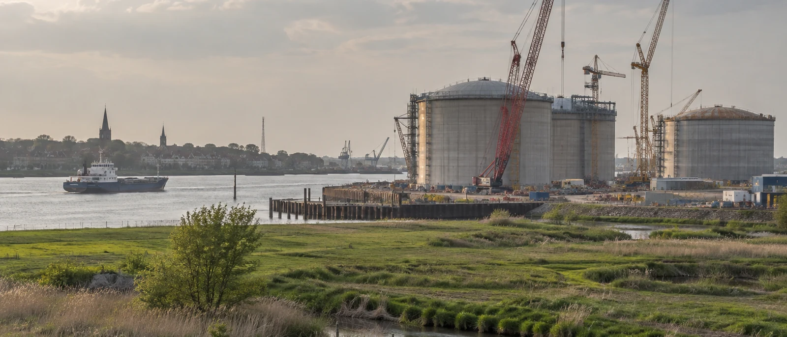Stade, Lower Saxony. The company published a peak of more than 1,100 people on site for the onshore terminal build.
