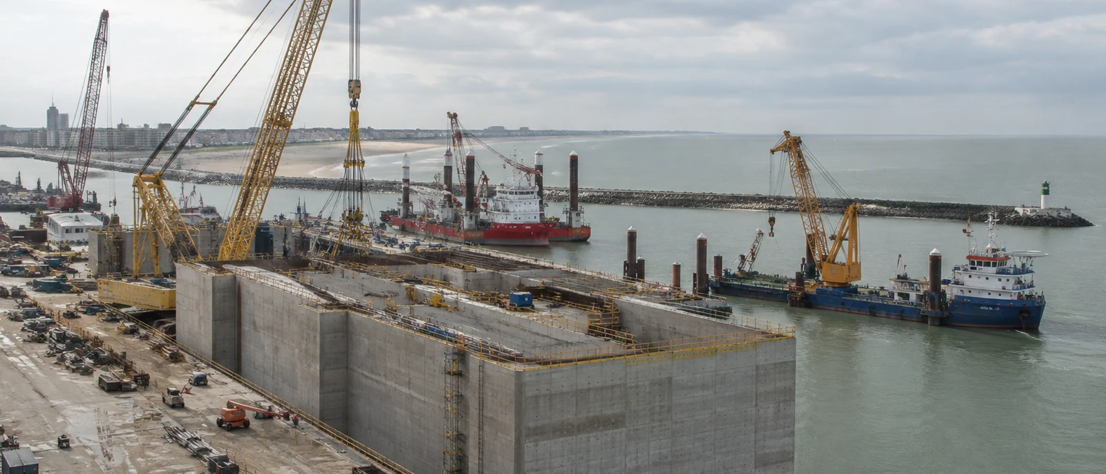 Ostend, West Flanders. All 23 foundation caissons for Princess Elisabeth Island were completed in August 2026.