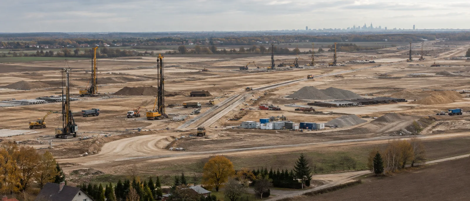 Baranów, Masovia. Port Polska's airport component is budgeted at about PLN 42bn, with opening planned for the end of 2032.
