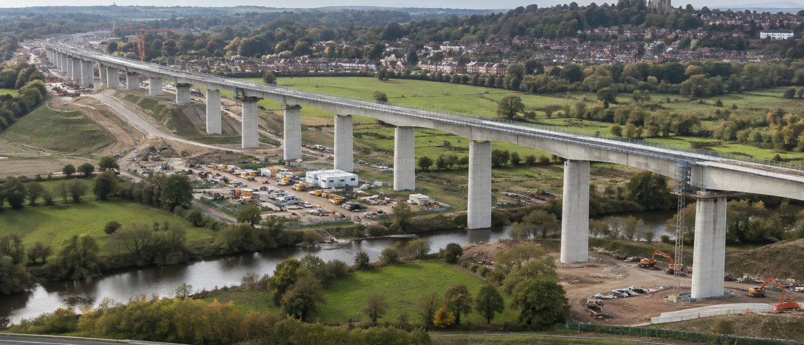 Coleshill, Warwickshire. The HS2 Delta viaducts use more than 6.5 km of decks from 2,742 precast segments.