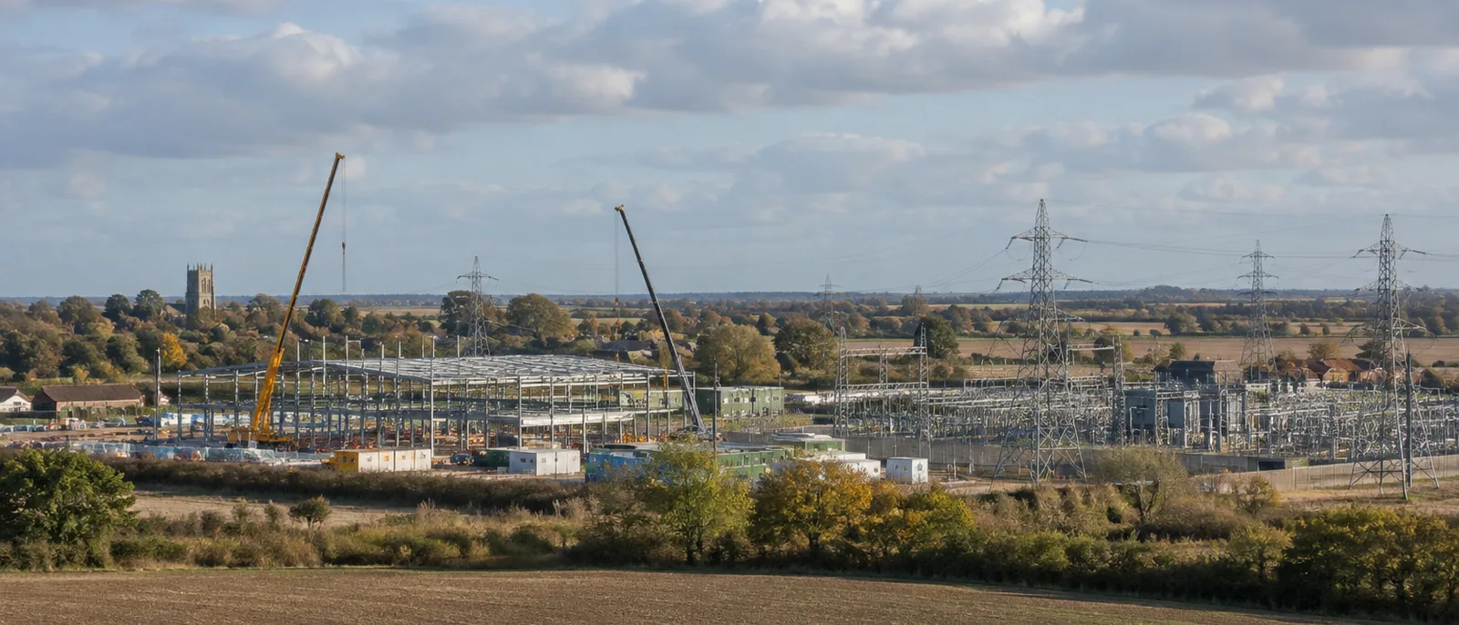 Necton, Norfolk. Norfolk Vanguard West and East are 1.4 GW each and connect to the grid here.